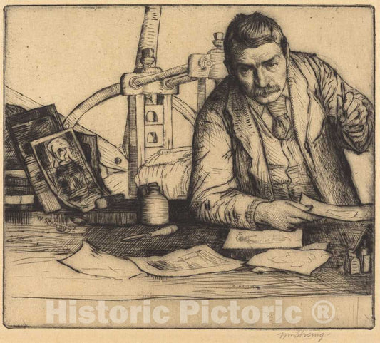 Art Print : William Strang, Self-Portrait, 1897 - Vintage Wall Art