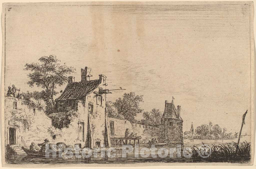 Art Print : Anthonie Waterloo, Departure of Two Fishermen - Vintage Wall Art