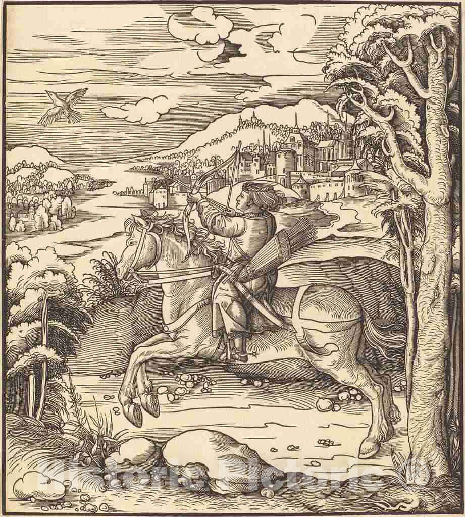 Art Print : Leonhard Beck, The Prince at The Bird-Catching, c.1515 - Vintage Wall Art