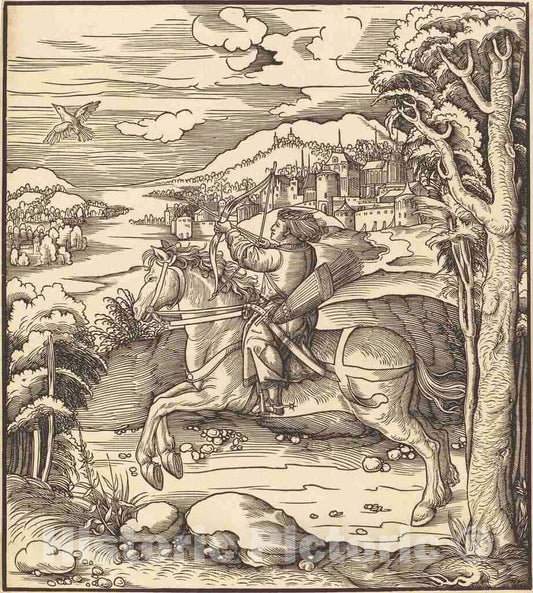 Art Print : Leonhard Beck, The Prince at The Bird-Catching, c.1515 - Vintage Wall Art
