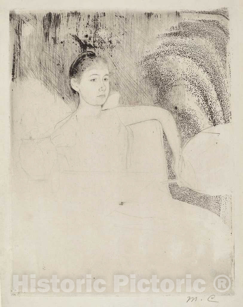 Art Print : Mary Cassatt, Mimi Holding a Japanese Fan, c. 1889 - Vintage Wall Art