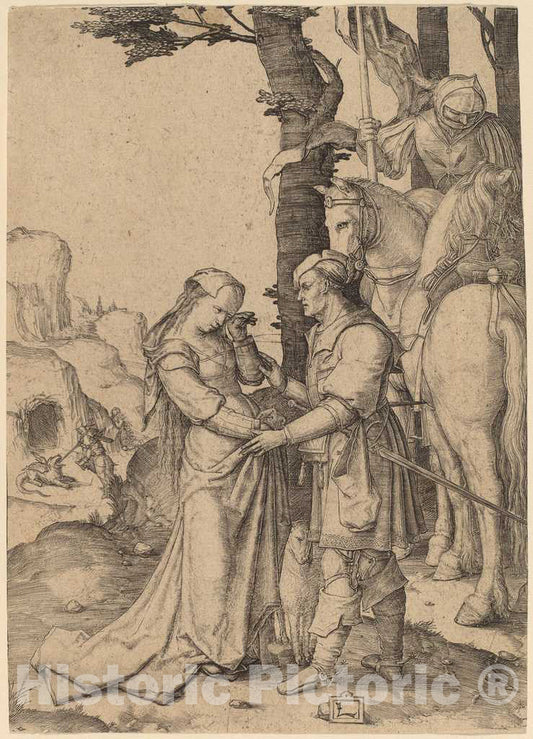 Art Print : Lucas Van Leyden, Saint George Liberating The Princess, c.1509 - Vintage Wall Art