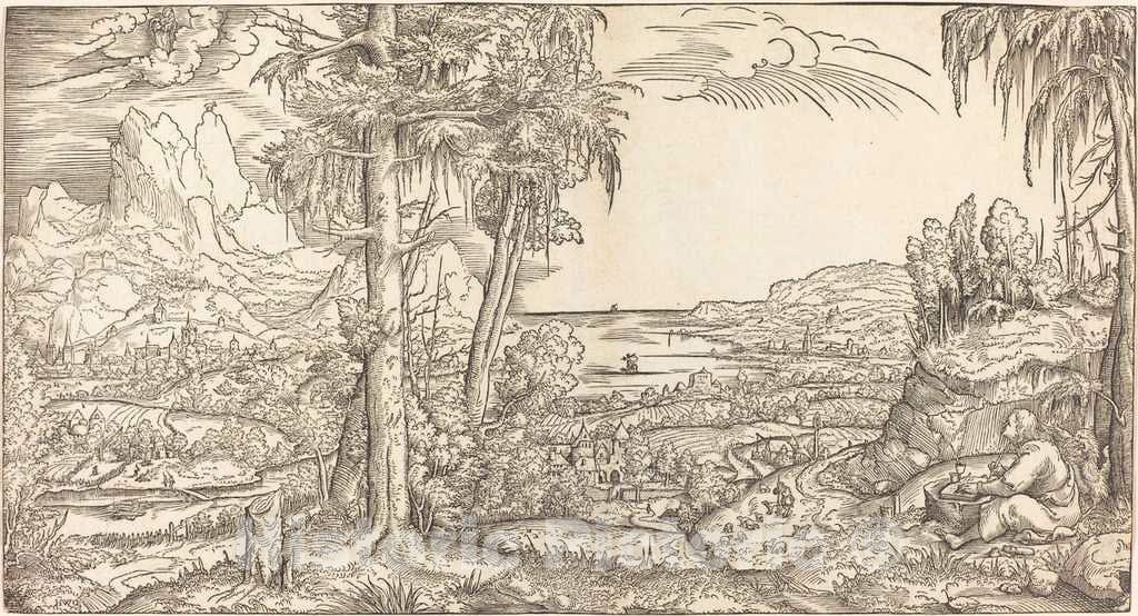 Art Print : Saint John on Patmos, c.1550 - Vintage Wall Art