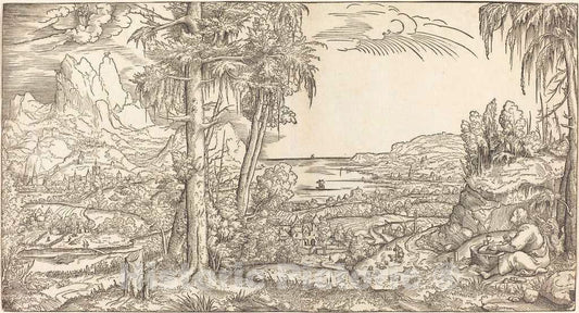 Art Print : Saint John on Patmos, c.1550 - Vintage Wall Art