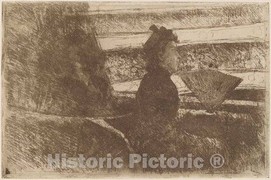 Art Print : Mary Cassatt, Lady in Black, in a Loge, Facing Right, c. 1880 - Vintage Wall Art