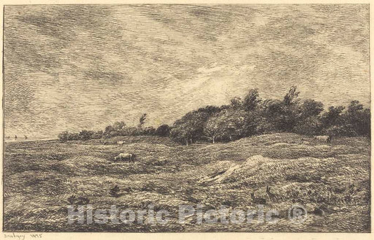 Art Print : Charles-FranÃ§ois Daubigny, The Meadow at Grave, Near Villerville (Le Pre des Graves, a Villerville), 1875 - Vintage Wall Art