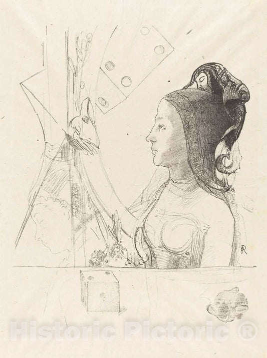 Art Print : Odilon Redon, Femme de Profil (Profile of a Woman), 1900 - Vintage Wall Art