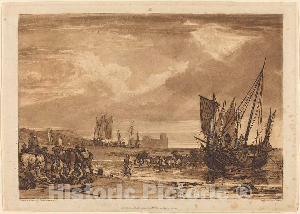 Art Print : Turner and Turner, Scene on The French Coast, 1807 - Vintage Wall Art