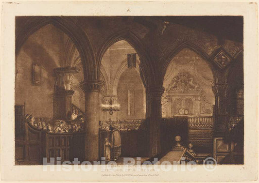 Art Print : Joseph Mallord William Turner, Interior of a Church, 1819 - Vintage Wall Art