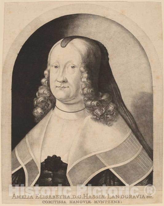 Art Print : Ludwig von Siegen, Amelia Elizabeth, Countess of Hesse, 1642 - Vintage Wall Art