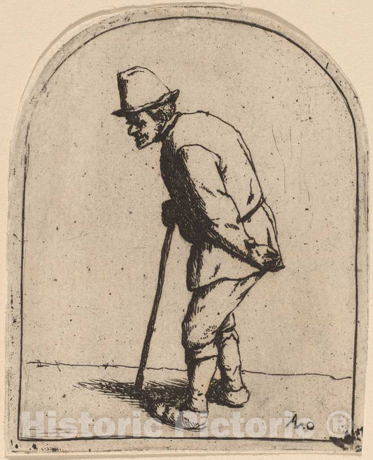 Art Print : Adriaen Van Ostade, Peasant with a Crooked Back, 1675 - Vintage Wall Art