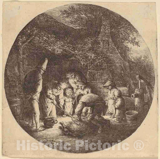 Art Print : Adriaen Van Ostade, Pig Slaughterers, 1642 - Vintage Wall Art