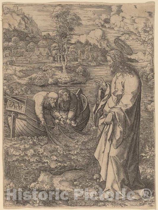 Art Print : Dirk Jacobsz Vellert, Christ Summoning Peter, 1523 - Vintage Wall Art