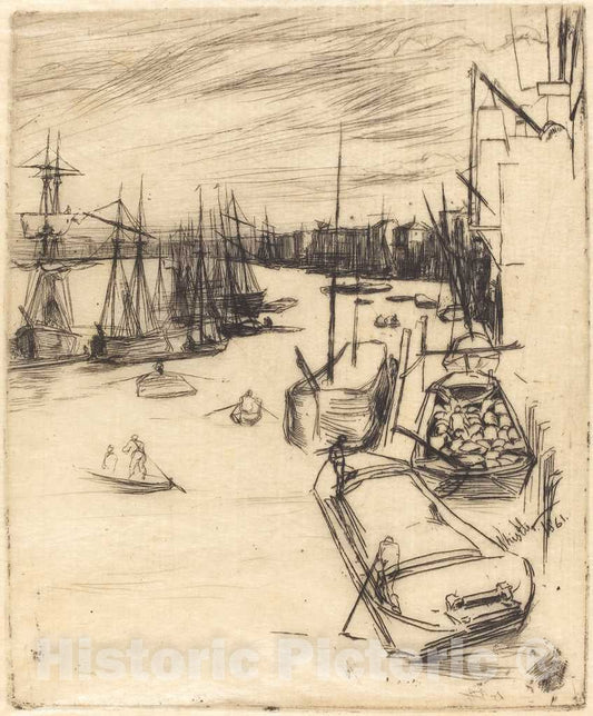 Art Print : James McNeill Whistler, Little Wapping, 1861 - Vintage Wall Art