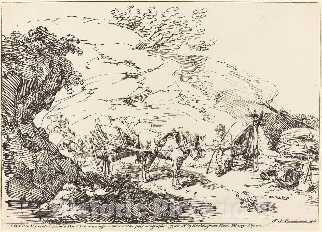 Art Print : Franz Joseph Manskirch, Horse and Cart in Quarry, 1806 - Vintage Wall Art