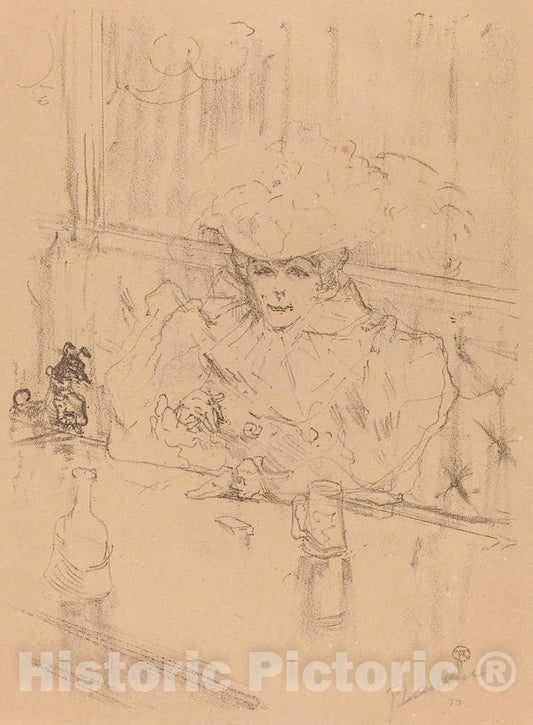 Art Print : Henri de Toulouse-Lautrec, at The Hanneton (Au Hanneton), 1898 - Vintage Wall Art