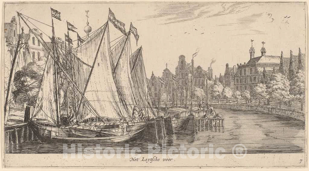 Art Print : Reinier Nooms, The Ferry to Leiden (Het Leytsche Veer) - Vintage Wall Art