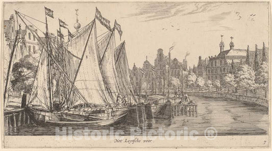 Art Print : Reinier Nooms, The Ferry to Leiden (Het Leytsche Veer) - Vintage Wall Art