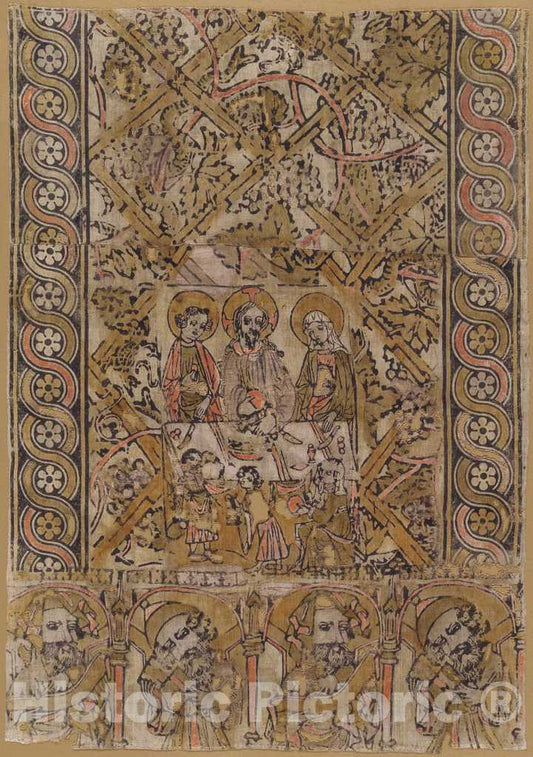 Art Print : A Lectern Cloth with The Marriage at Cana, c. 1400 - Vintage Wall Art