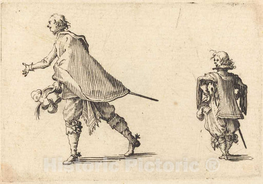 Art Print : Jacques Callot, Gentleman and His Page, c. 1617 - Vintage Wall Art