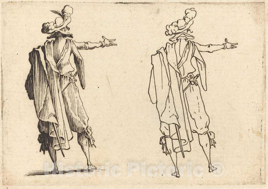 Art Print : Jacques Callot, Man seen from Behind with His Right Arm Extended, c. 1617 - Vintage Wall Art