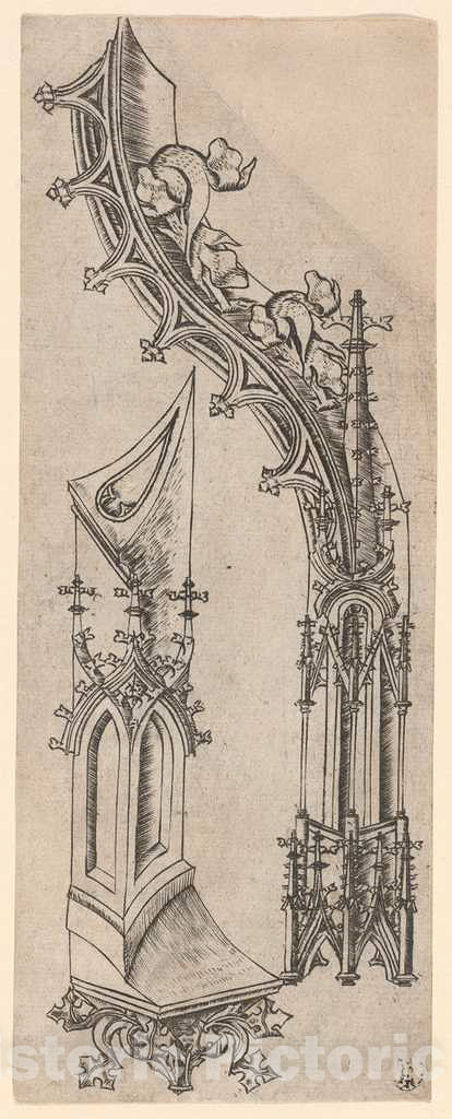 Art Print : Gothic Letter D, c.1490 - Vintage Wall Art