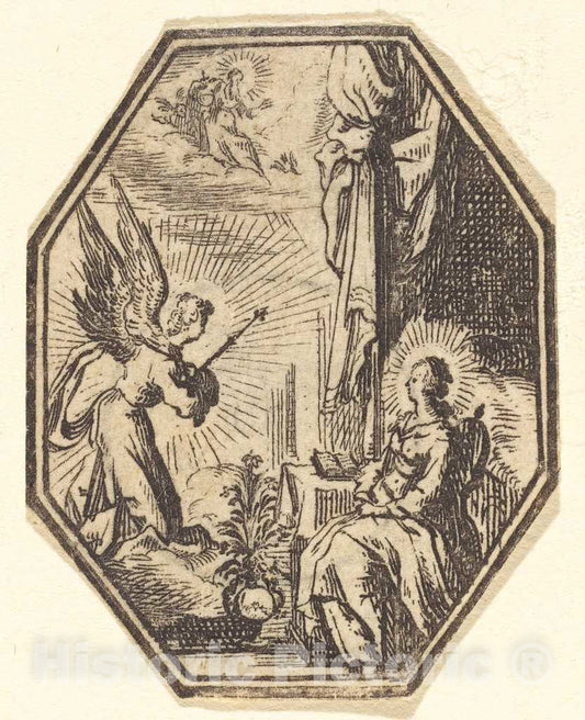Art Print : Jacques Callot, The Annunciation - Vintage Wall Art