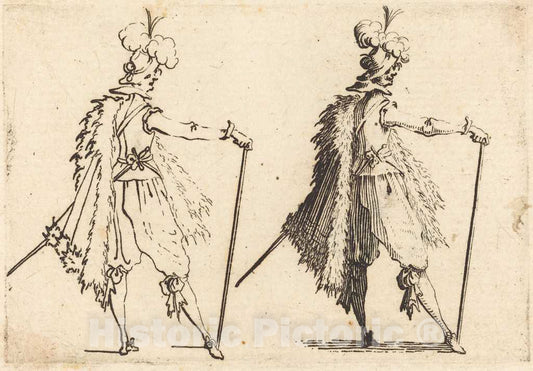 Art Print : Jacques Callot, Gentleman with Cane, c. 1617 - Vintage Wall Art