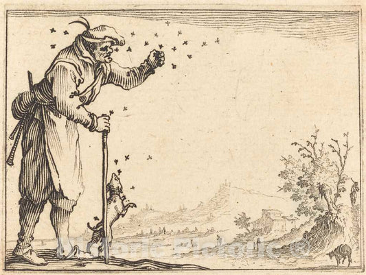 Art Print : Jacques Callot, Peasant Attacked by Bees, c. 1617 - Vintage Wall Art