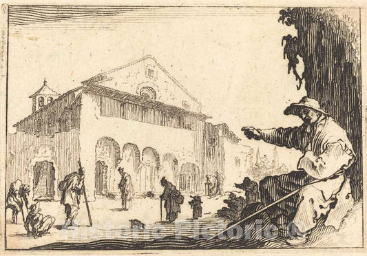 Art Print : Jacques Callot, Almshouse, c. 1617 - Vintage Wall Art