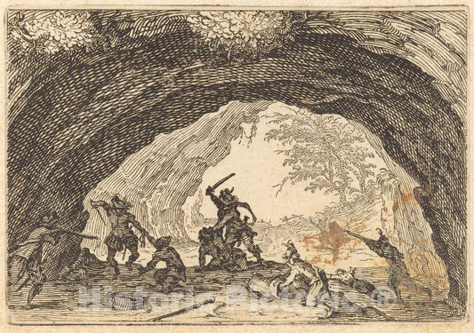 Art Print : Jacques Callot, Soldiers Attacking Robbers, c. 1622 - Vintage Wall Art