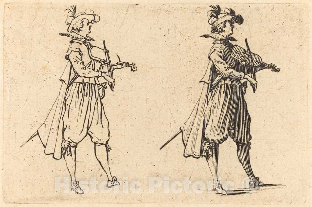 Art Print : Jacques Callot, Violinist, c. 1622 - Vintage Wall Art