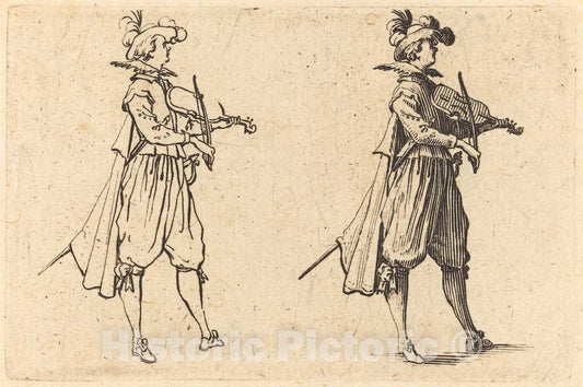 Art Print : Jacques Callot, Violinist, c. 1622 - Vintage Wall Art