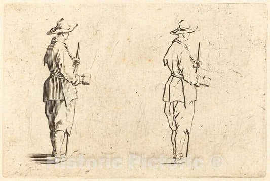 Art Print : Jacques Callot, Peasant with a Cup, c. 1622 - Vintage Wall Art