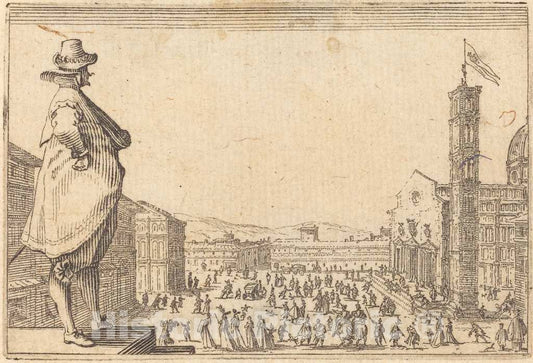 Art Print : Jacques Callot, Piazza del Duomo, Florence, c. 1622 - Vintage Wall Art