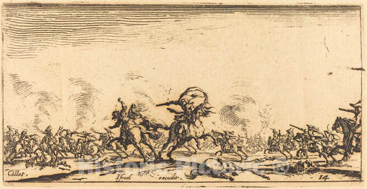 Art Print : Jacques Callot, The Cavalry Combat with Pistols, c.1633 - Vintage Wall Art