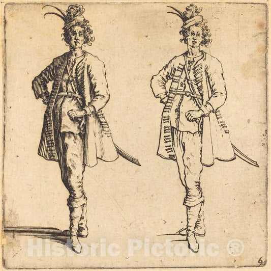 Art Print : Jacques Callot, Officer, Front View, 1617 and 1621 - Vintage Wall Art