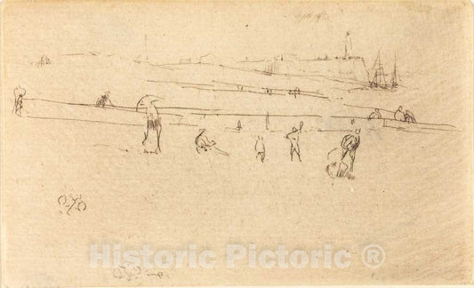 Art Print : James McNeill Whistler, A Sketch at Dieppe - Vintage Wall Art