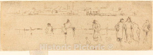 Art Print : James McNeill Whistler, A Sketch on The Embankment, c.1885 - Vintage Wall Art
