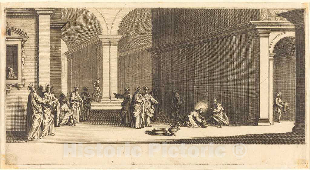Art Print : Jacques Callot, Christ Washing The Apostles' Feet, c. 1618 - Vintage Wall Art