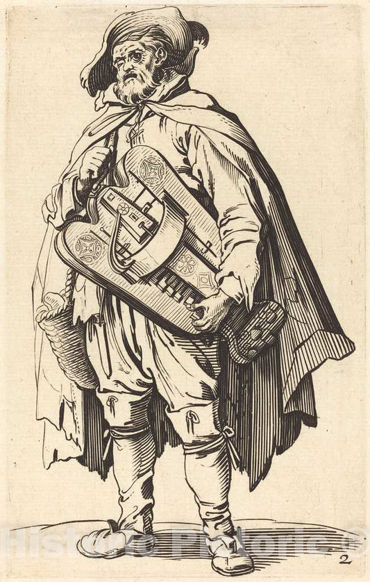 Art Print : Jacques Callot, The Hurdy-Gurdy Player - Vintage Wall Art