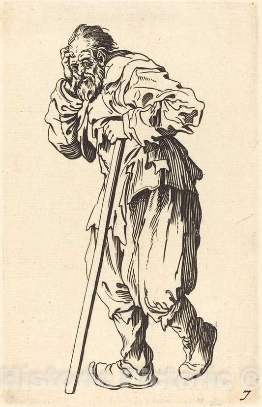 Art Print : Jacques Callot, Beggar with a Stick - Vintage Wall Art