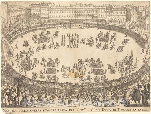 Art Print : Jacques Callot, Parade in The Amphitheater, 1616 - Vintage Wall Art