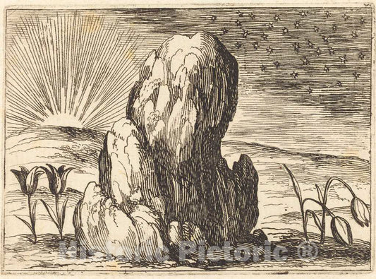 Art Print : Jacques Callot, The Tulips and The Sun, 1628 - Vintage Wall Art