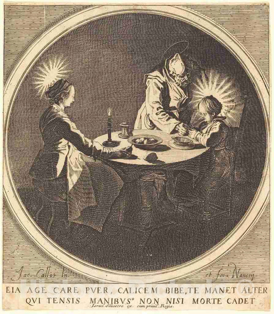 Art Print : Jacques Callot, The Holy Family at Table, c. 1628 - Vintage Wall Art