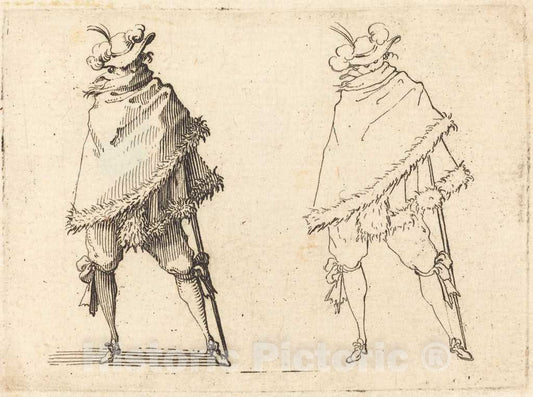 Art Print : Jacques Callot, Man Wrapped in His Mantle, c. 1617 - Vintage Wall Art