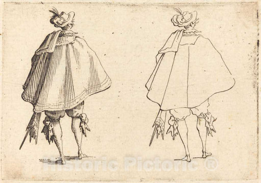 Art Print : Jacques Callot, Gentleman in Large Mantle, Seen from Behind, c. 1617 - Vintage Wall Art