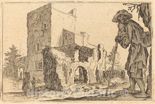 Art Print : Jacques Callot, Shepherd and Ruins, c. 1622 - Vintage Wall Art