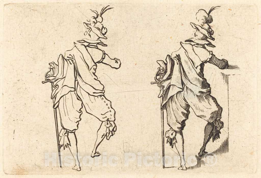 Art Print : Jacques Callot, Man with Sword, c. 1622 - Vintage Wall Art