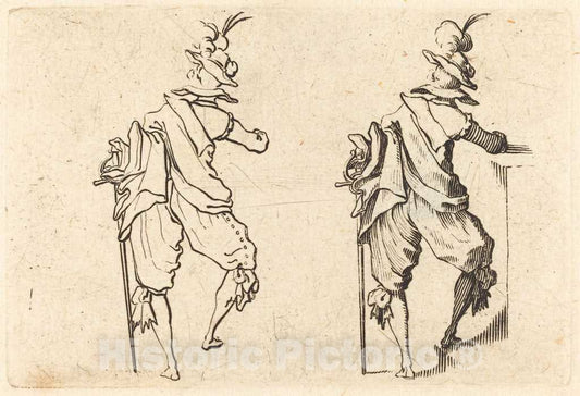 Art Print : Jacques Callot, Man with Sword, c. 1622 - Vintage Wall Art